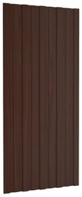 Painéis de telhado 12 pcs 100x45 cm aço galvanizado castanho