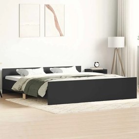 Estrutura de cama com cabeceira e apoio pés 160x200 cm preto