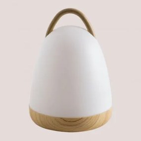 Candeeiro De Mesa Led Sem Fios Andrew Branco- Madeira Natural - Sklum