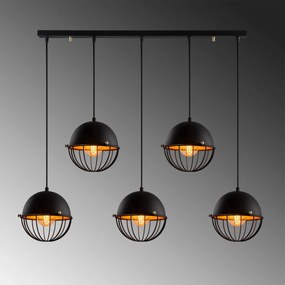 Chandelier Sivani Tel – Preto e Dourado – 90 x 20 cm