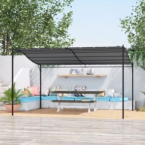 Pérgola de Jardim 4x3m Pérgola Montada na Parede com 16 Orifícios de Drenagem Metal e Poliéster 180 g/m² Resistente Cinza