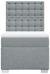 Cama com molas/colchão 90x200 cm tecido cinza-claro