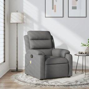 vidaXL Poltrona de massagens reclinável tecido cinzento-escuro