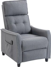 HOMCOM Poltrona de Massagem Reclinável Manual em Tecido Efeito Linho com Controle Remoto, Cinza Claro | Aosom Portugal