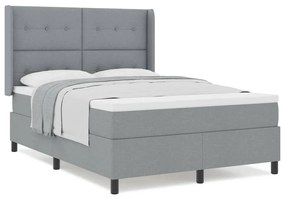 Cama Box com Colchão Cinza Claro 140x200 cm e Tecido