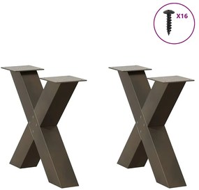 Pés para mesa de centro em formato de X, 2 peças, aço natural, 50x(42-