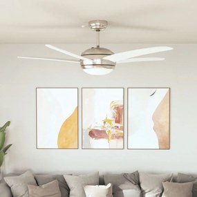 50538 vidaXL Ventoinha de teto com luz 128 cm branco