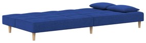 Sofá-cama 2 lugares com duas almofadas tecido azul