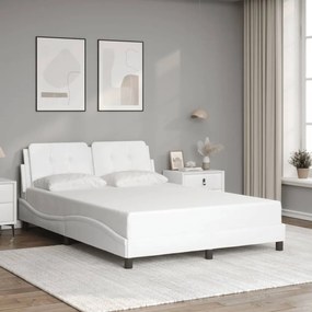 vidaXL Estrutura de cama sem colchão Zadar 140x200 cm couro artificial branco