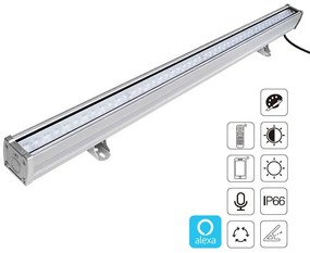 Projetor LED linear 48W RGB+CCT, 220V, RF, Alexa, SYNC. 1m, RGB + Dual Branco Regulável