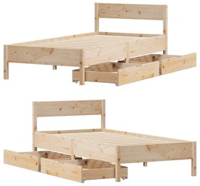 Cama sem colchão 90x190 cm madeira de pinho maciça