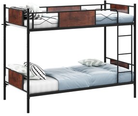 Beliche de metal Cama convertível 2 em 1 para 2 pessoas e corrimão de segurança de 30 cm com dispositivo anti-tombo 198 x 95 x 156 cm