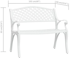 Banco de jardim 102 cm alumínio fundido branco