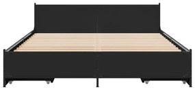 Estrutura de cama c/ gavetas 140x200 cm derivados madeira preto