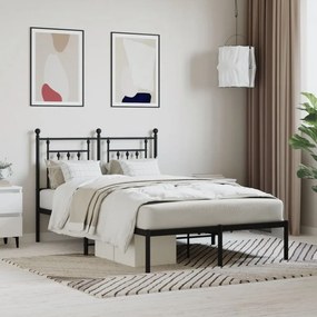 vidaXL Estrutura de cama com cabeceira 120x200 cm metal preto
