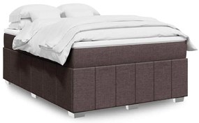 vidaXL Cama com molas/colchão 140x190 cm tecido castanho-escuro