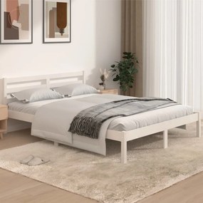 Estrutura de cama 140x190 cm pinho maciço branco