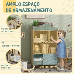 AIYAPLAY Estante Infantil de Madeira com 4 Compartimentos Estante de L