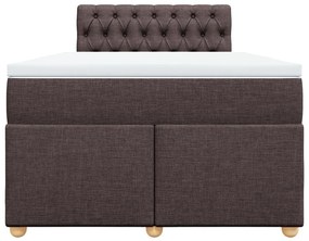 Cama boxspring com colchão 120x190 cm tecido castanho-escuro