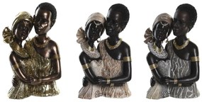 Figura Decorativa Dkd Home Decor Bege Dourado Castanho Resina Colonial Africana (20 X 14,5 X 33 cm) (3 Unidades)