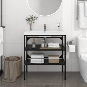 vidaXL Estrutura p/ lavatório casa de banho ferro 79x38x83 cm preto