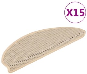 Tapetes escada adesivos aspeto sisal 15 pcs 65x21x4 cm berbere