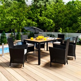 Conjunto de Jardim em poliratán Korfu 13 peças preto/creme