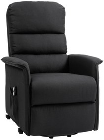 Poltrona Relax Reclinável Elétrica Poltrona Levanta Pessoas com Controlo Remoto e Bolso Lateral 66x90x96 cm Preto