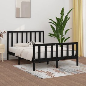 vidaXL Estrutura de cama 140x200 cm madeira maciça preto