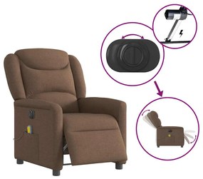 Poltrona de massagens reclinável elétrica tecido castanho