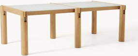 Mesa de jantar em madeira de carvalho com tampo de vidro Rory, vários tamanhos