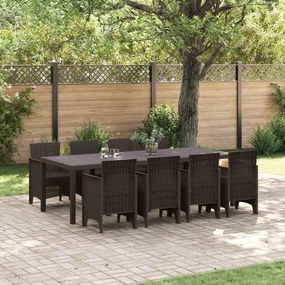 vidaXL Conjunto de Jantar para Jardim 9 pcs Castanho Rattan Polt
