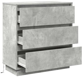 Cômoda de Cabeceira vidaXL com LED Cinza Concreto 71x34,5x75 cm Madeir