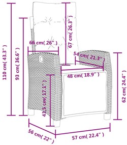 5 pcs conjunto de jantar p/ jardim c/ almofadões vime PE preto