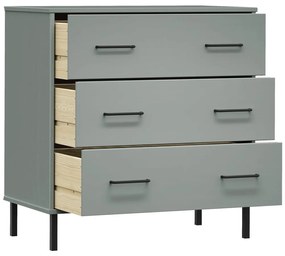 Aparador 3 gavetas 77x40x79,5 cm madeira maciça OSLO cinzento