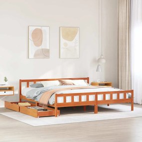 vidaXL Cama sem colchão 180x200 cm pinho maciço castanho-mel