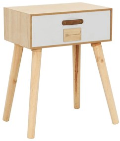 vidaXL Mesa de cabeceira com uma gaveta 44x30x58,5 cm pinho maciço