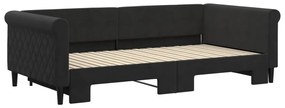 Sofá-cama com gavetão 100x200 cm veludo preto