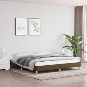 Estrutura de cama sem colchão 180x200 cm tecido castanho-escuro