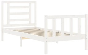 Estrutura cama de solteiro c/ cabeceira madeira maciça branco