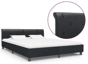 vidaXL Estrutura de cama 160x200 cm couro artificial preto