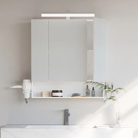 Armário de casa de banho parede com iluminação LED e tomadas 16,5 x 70 x 75 cm branco 