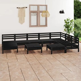 10 pcs conjunto lounge de jardim pinho maciço preto