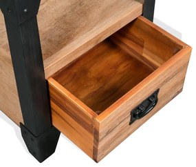 Mesa de cabeceira 40x30x54 cm madeira de acácia maciça e aço