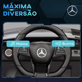 Carro Elétrico para Crianças Carro Mercedes-Benz AMG GTR com Bateria 12V Faróis  Buzina e Música 108x67x46 cm Prata