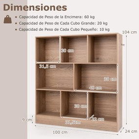 Estante de 8 cubos com 3 níveis de organização de arrumação Estante anti-queda para sala de estar, quarto, escritório Natural