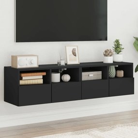 vidaXL Móveis de parede p/ TV 2 pcs 60x30x30cm derivados madeira preto