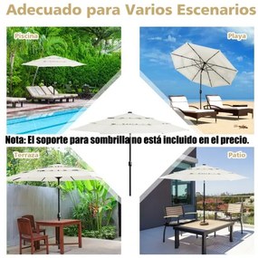 Guarda-sol jardim 3 m de 3 camadas de com ventilação dupla (BASE NÃO INCLUIDA), inclinação, botão de pressão, manivela manual e 8 varas Bege