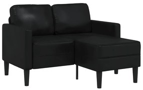 vidaXL Sofá 2 lugares com Chaise em L 125 cm couro artificial preto