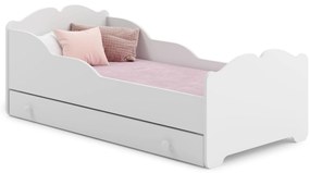 Cama infantil ANNA branca com gaveta 140x70 - colchão e estrado incluído